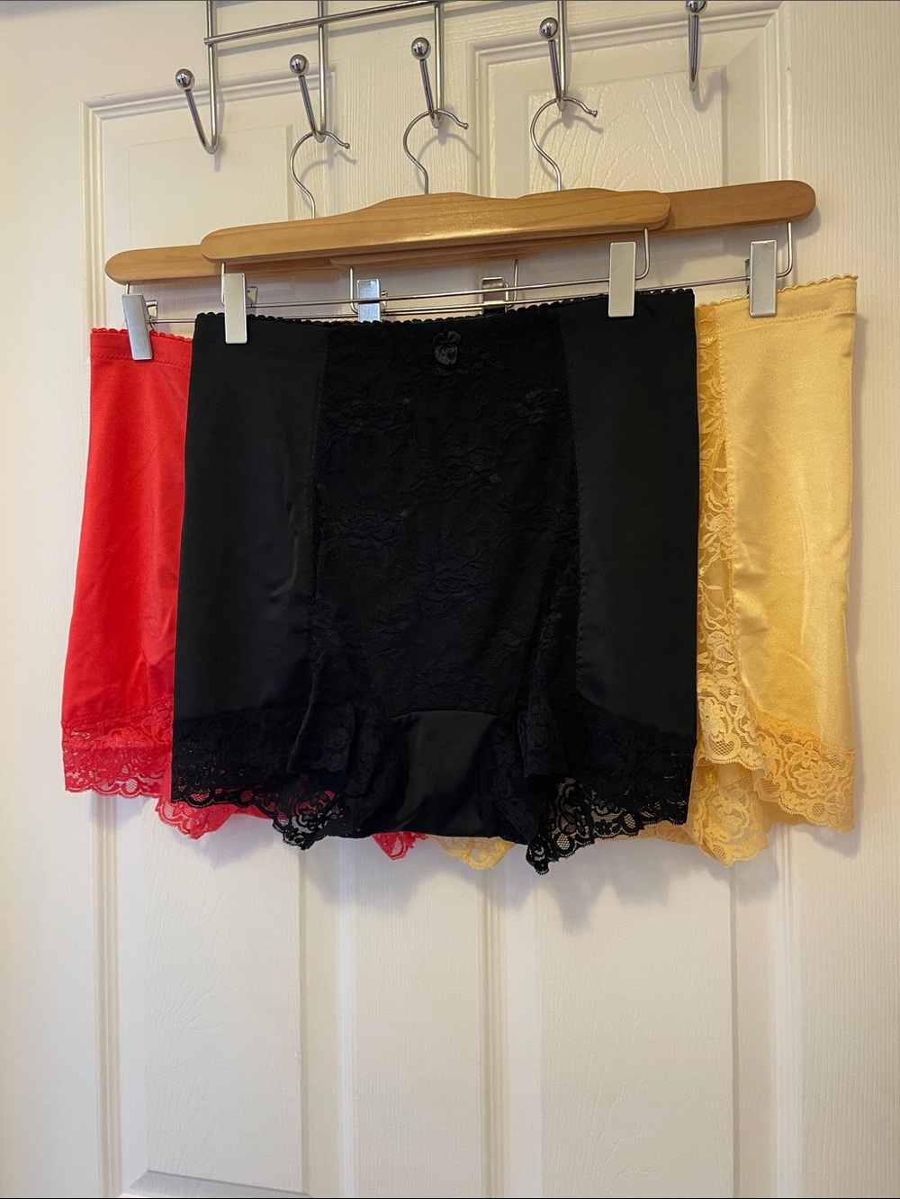 Rhonda Shear Vintage Inspired Pin-Up High-Waist Panties 3 Pk- Black, Red, Yellow